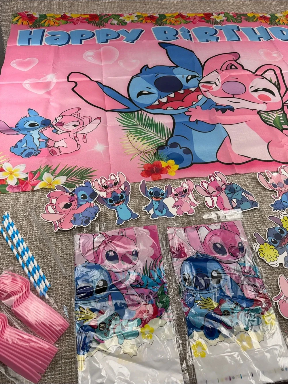 Disney Lilo & Stitch Pink and Blue Party Banner and Decorations